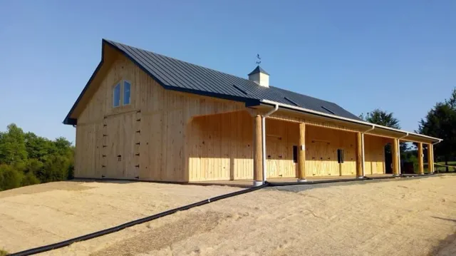 Modern Style Barn Construction Progress — photograph 2